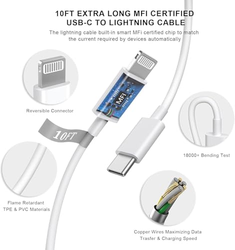 [Apple MFi Certified] Fast iPhone Charger 10FT,Extra Long Charger