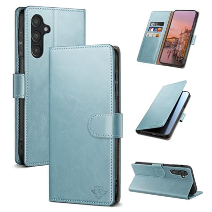 Wallet Case for Samsung Galaxy A16 5G, Sky Blue | RFID-Blocking Card Holder, Kickstand, Magnetic Closure, PU Leather Folio Flip Cover, Protective Women Men Cases - color: Sky Blue, size: SamsungGalaxy A16