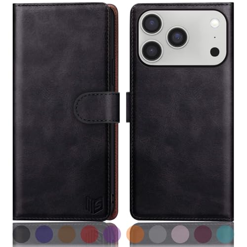 SUANPOT Compatible with iPhone 17 Pro Max 6.9" Wallet case with RFID Blocking Credit Card Holder,Flip Book PU Leather Protective Cover Women Men for Apple 17 Pro Max Phone case Black - color: Black, size: iPhone 17 Pro Max 6.9"