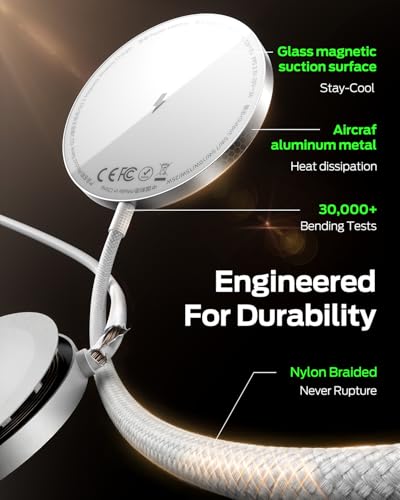 MOVESPEED Qi2.2 25W Magnetic Wireless Charger 2 Pack, MagSafe Fast Charging Pad, Compatible with iPhone 17/16/15/14/13/12 Series, AirPods Pro/4/3/2,Samsung Galaxy and More(White) - color: White, size: 2 pack