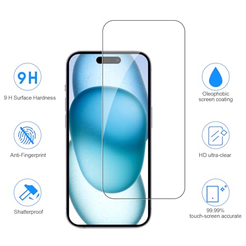SIBEITU Screen Protector for iPhone 15 Plus 6.7 Inch Tempered Glass | 3 Pack Screen + 3 Pack Camera Lens Protector, HD Clear 9H Hardness, Scratch Resistant, Sensor Protection, Case Friendly - size: iPhone 15 Plus 6.7"