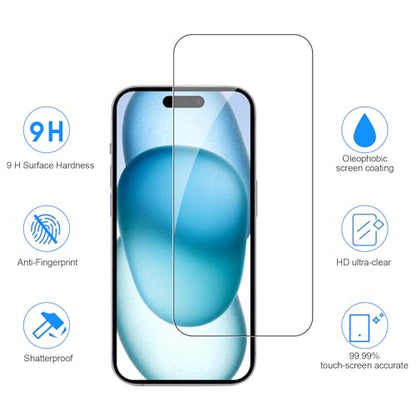 SIBEITU Screen Protector for iPhone 15 Plus 6.7 Inch Tempered Glass | 3 Pack Screen + 3 Pack Camera Lens Protector, HD Clear 9H Hardness, Scratch Resistant, Sensor Protection, Case Friendly - size: iPhone 15 Plus 6.7"