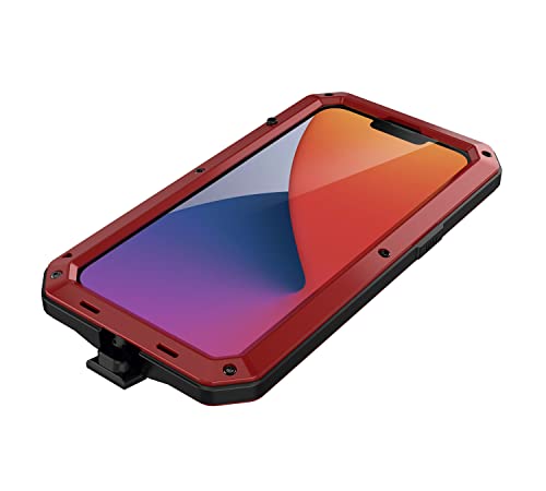 for iPhone 14 Case, 360 Full Body Protective Cover Heavy Duty Shockproof Tough Armour Aluminum Alloy Metal Case with Silicone Built-in Screen Protector for Apple iPhone 14 6.1 Inch - Red - color: Red