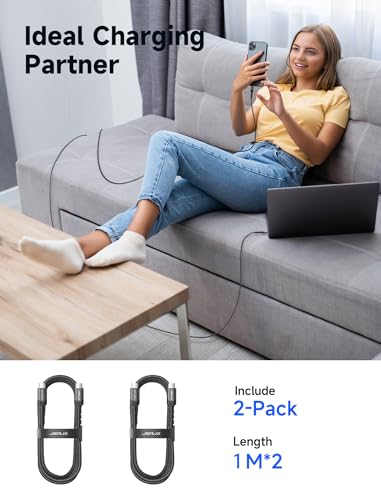 JSAUX 100W USB C to USB C Cable, 2-Pack 3.3FT, 5A Fast Charging, Black - color: Black, size: 3.3 ft+3.3 ft