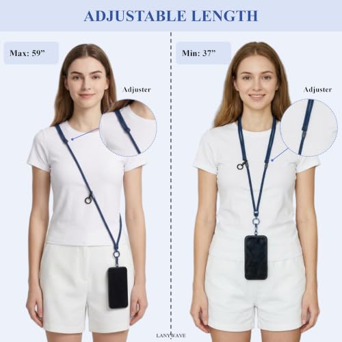 4-in-1 Phone Lanyard, Crossbody, Neck, Wrist & Finger Strap - color: Blue