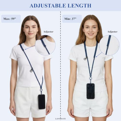 4-in-1 Phone Lanyard, Crossbody, Neck, Wrist & Finger Strap - color: Blue