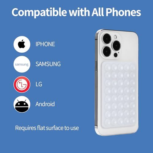 Silicone Suction Phone Case Adhesive Mount, Hands-Free Strong Grip Holder for Selfies, Silicon Adhesive Stand Sticky for Cell Phone (Clear) - color: Clear