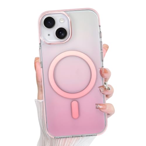 Bonoma for iPhone 13 Case Crystal Clear Back Iridescent Gradient -Pink | Magnetic Support for MagSafe Slim Shockproof Case, High-Duty Protection for Phone Cover - color: Pink Gradient, size: iPhone 13