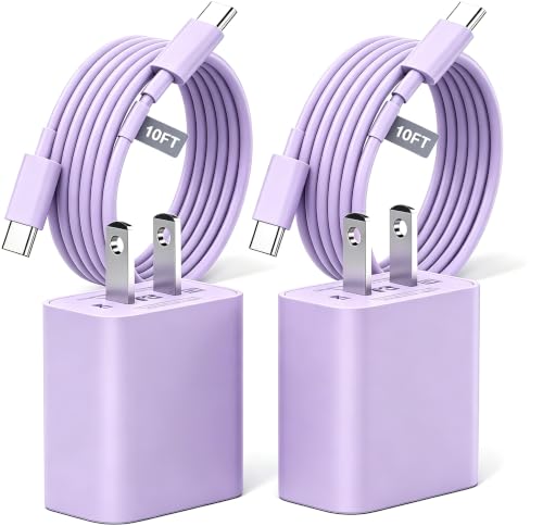 iPhone 17 16 15 Charger Fast Charging 10FT, 20W USB C Charger Block & Cable - color: Purple