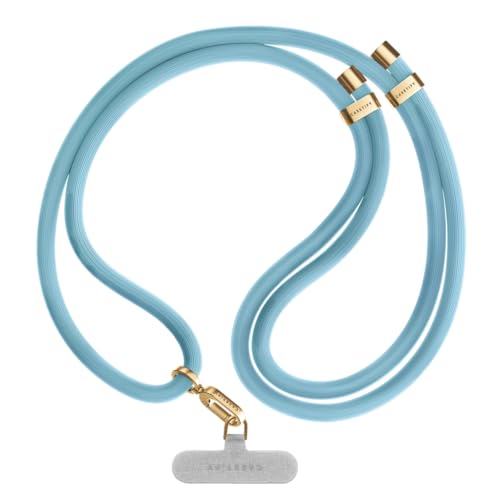 CASETiFY 8mm Rope Cross Body Strap with Card - Baby Blue - color: Baby Blue With Gold Clasp, size: 8mm