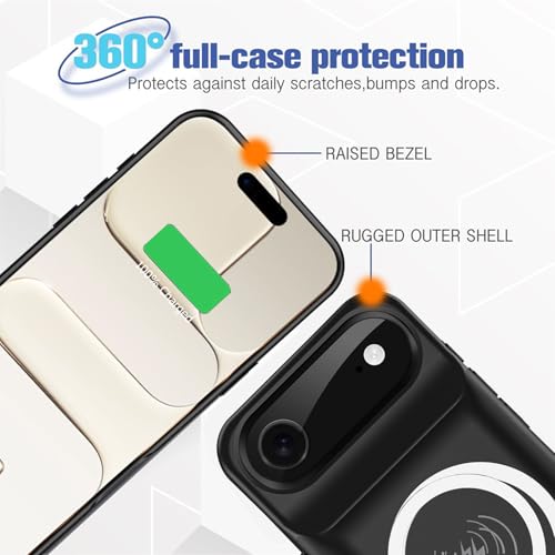 Battery Case for iPhone Air, Full Encircle 12000mAh High Capacity Rechargeable Portable Charger Case Extended Battery Pack for iPhone Air(6.5 inch) Wireless Charging Cover with Carplay-Black - size: iPhone Air (6.5 inch)