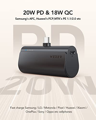 Small USB C Portable Chargers, 5000mAh Fast Charging Power Bank, 2 Pack