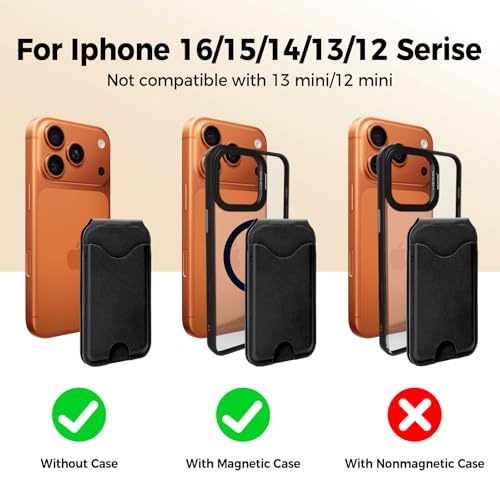 Upgraded for MagSafe Wallet with Makeup mirror，Stronger Magnetic rfid blocking Wallet for iPhone Air 17 16 15 14 13 12 Pro Max,4 Cards Holder with Adjustable Stand(Black) - color: Black