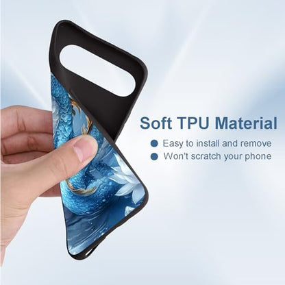 for Google Pixel 9 Pro XL Phone Case TPU Shockproof Full Body Protection Cover 6.8" Cute Dragon Light Blue for Pixel 9 Pro XL Lightweight Compatible Wireless Charging Screen Protector Film - color: Cute Dragon Light Blue