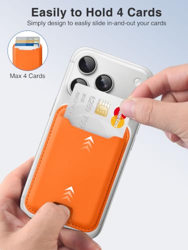 TopMade for MagSafe Wallet, Strongest Magnetic Phone Wallet, 4 Cards Holder - color: Orange