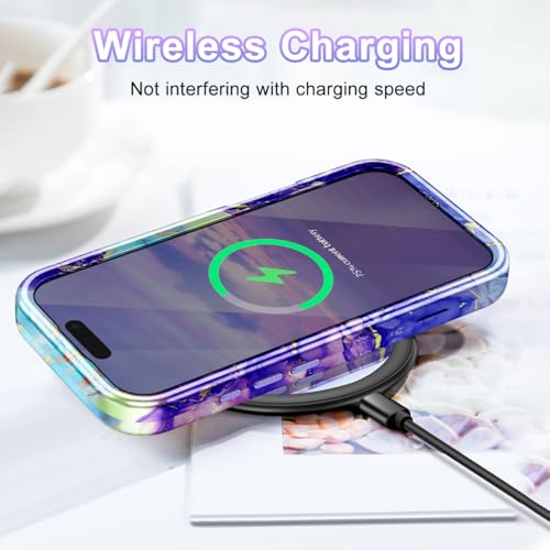 Btscase Compatible with iPhone 17 Pro Max Case 6.9 Inch 2025,Marble Pattern 3 in 1 Heavy Duty Shockproof Full Body Rugged Hard PC+Soft Silicone Drop Protective Women Girl Phone Cases, Cobalt Violet - color: Cobalt Violet, size: iPhone 17 Pro Max