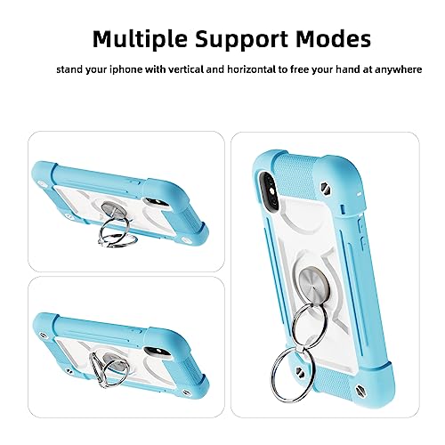 MARKILL Compatible with iPhone X/iPhone Xs Case 5.8 Inch with Ring Stand, Heavy-Duty Military Grade Shockproof Phone Cover for iPhone X/XS. - color: Ice Blue, size: iPhone X/iPhone XS 5.8"