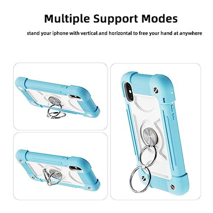 MARKILL Compatible with iPhone X/iPhone Xs Case 5.8 Inch with Ring Stand, Heavy-Duty Military Grade Shockproof Phone Cover for iPhone X/XS. - color: Ice Blue, size: iPhone X/iPhone XS 5.8"
