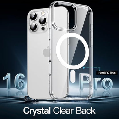 JETech Magnetic Case for iPhone 16 Pro 6.3-Inch Compatible with MagSafe, Shockproof Phone Bumper Cover, Anti-Scratch Clear Back (Clear) - color: Clear, size: iPhone 16 Pro