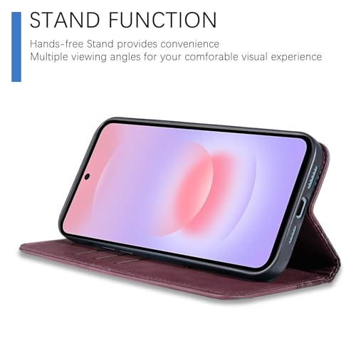 Wallet Case for Samsung Galaxy A27 5G 6.7 inch 2026 - PU Leather Flip Cover with Card Holder Slots, Strong Magnetic Folio Phone Case, Wine Red - color: Wine Red, size: Samsung Galaxy A27 6.7"