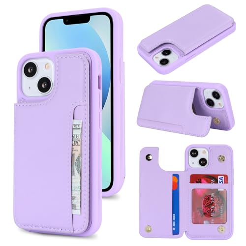 iCoverCase Compatible with iPhone 13 Mini Case with Card Holder, Wallet Phone Case for Women Men RFID Blocking PU Leather Protective Case 5.4 Inch (Light Purple) - color: Light Purple