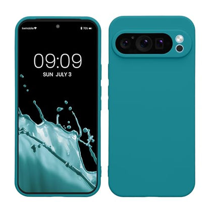 kwmobile Case Compatible with Google Pixel 9 Pro XL Case - Protective Slim TPU Phone Cover - Soft Matte Finish - Teal Matte - color: teal matte