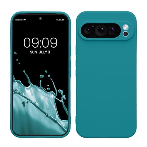 kwmobile Case Compatible with Google Pixel 9 Pro XL Case - Protective Slim TPU Phone Cover - Soft Matte Finish - Teal Matte - color: teal matte