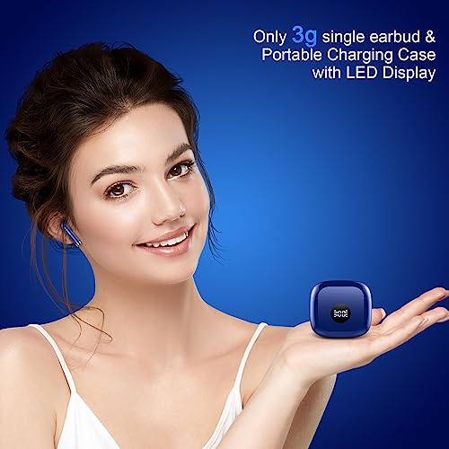 Wireless Earbuds, Bluetooth 5.4 Ear Buds, LED Power Display, 6D Bass Stereo - color: Dark Blue
