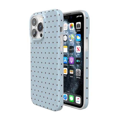 Casely iPhone 14 Pro Case | On the Dot | Blue & Brown Polka Dot | Compatible with MagSafe | Classic Ultra Slim Design - color: On the Dot | Blue Polka Dot, size: Iphone 14 Pro