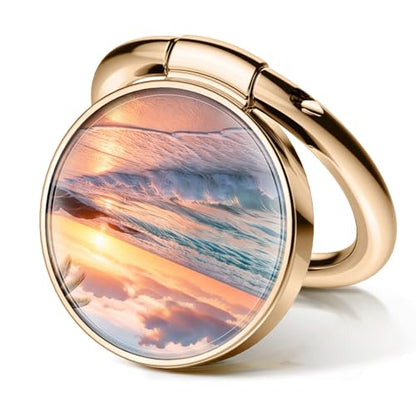 Cell Phone Ring Holder, Cute Metal Phone Grip Stand Finger Ring Kickstand, Flexible 360°Rotation Phone Tablet Case Accessories Compatible with Most Phones Tropical Beach Sunset - color: Tropical Beach Sunset