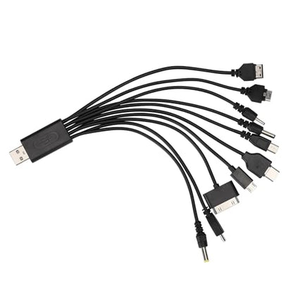 Black 10 in 1 Universal USB Cable, Multiple Universal Charging Cable for Cell Phones Blutooth Earphone Speaker Adapter Cable, 20cm Data Cable，Cables and Interconnects，USB Cables