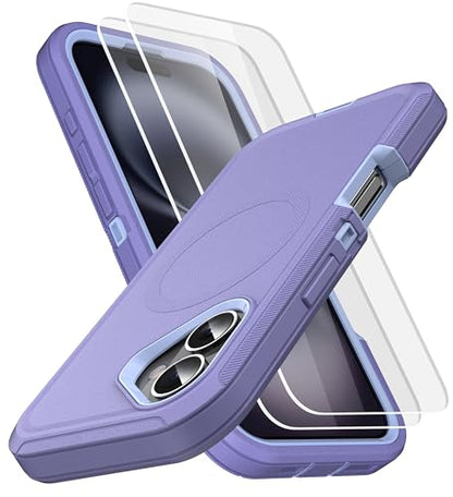 MXX for iPhone 16 Case, Durable 3-Layer Rugged Protective Cover, Compatible with MagSafe, Shockproof Cute iPhone 16 Case (6.1") – Light Purple - color: Light Purple, size: iPhone 16