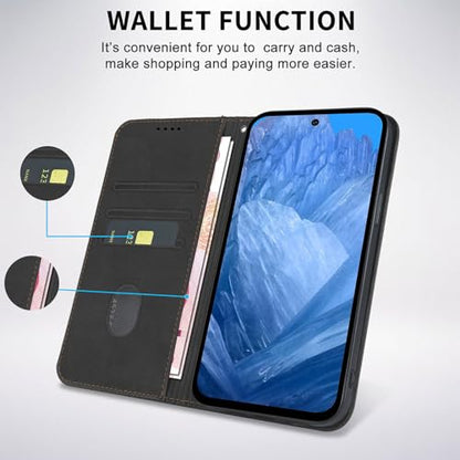 Wallet Case for Google Pixel 9/9 Pro 2024 6.3 inch- [Strong Magnetic] PU Leather Folio Flip Case with Card Holder Kickstand Protective Phone Cover - Black - color: Black, size: Google Pixel 9/9 Pro 6.3"