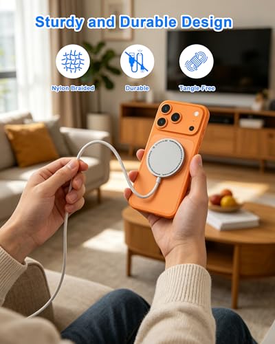 Apple MFi Certified Apple MagSafe Charger 25W 5FT Magnetic Wireless Charger - color: Milky White