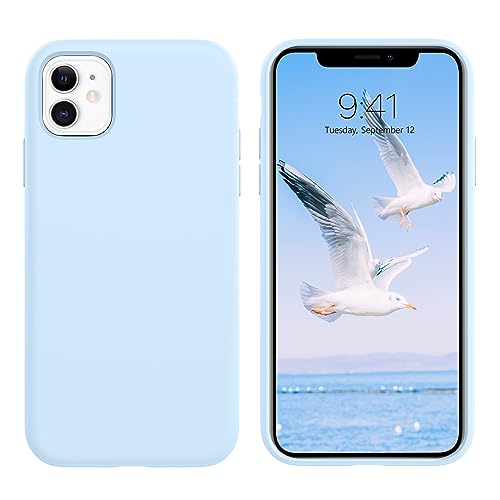 GUAGUA Compatible for iPhone 11 Case, iPhone 11 Liquid Silicone Phone Case, Slim Soft Thin Microfiber Lining Cushion Texture Cover Shockproof Protective Phone Case for iPhone 11 6.1'', Light Blue - color: Light Blue, size: iPhone 11