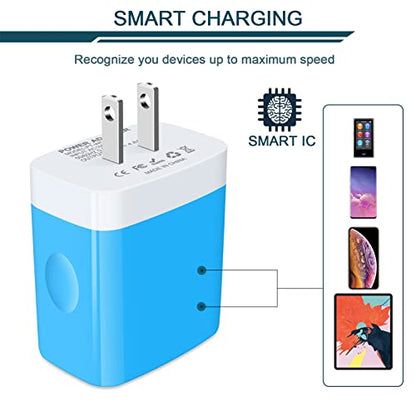 USB Charger Cube, Wall Charger Plug, AILKIN 4.8A 4-Muti Port USB Adapter - color: Blue