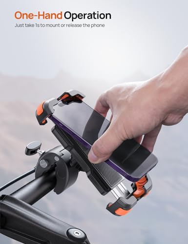 Aomiker Bike Motorcycle Phone Holder Mount - [2025 Quick Release] Bike Phone Holder Handlebar Clamp, Bicycle Scooter Phone Clip for iPhone 15 14 13 12 11 Pro Max Plus Mini, 4.7-6.8" Smartphone - color: Upgraded - Orange