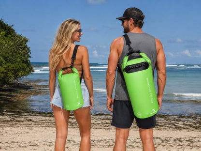Freegrace Waterproof Dry Bag with Double Zip-Lock, Phone Case & Waist Pouch | 10L Green, Submersible 500D Drysack, Adjustable Crossbody Strap, Floating Gear For Kayaking, Boating, Beach, Swimming, Diving - color: Green, size: 10L, style: Without Window
