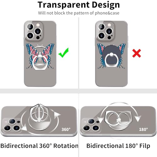 TACOMEGE Clear Cell Phone Ring Grip Holder Kickstand, 2 Count