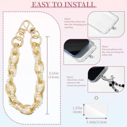 QIUTIMIY Crystal Beaded Phone Wrist Strap for Women,Phone Charm Cellphone Layard Chain with Tether Tab - color: Wrist Straps-27