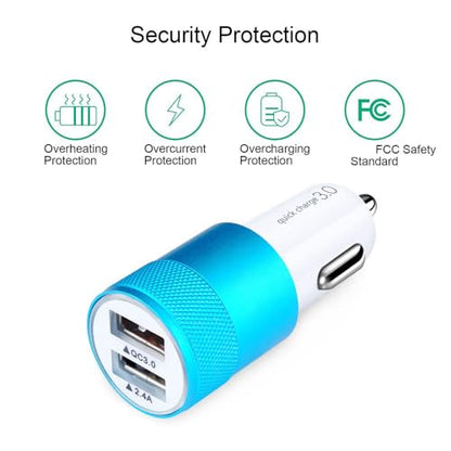 Fast Car Charger, Quick Charging 5.4A/30W Phone USB Car Charger Adapter - color: blue, style: USB A