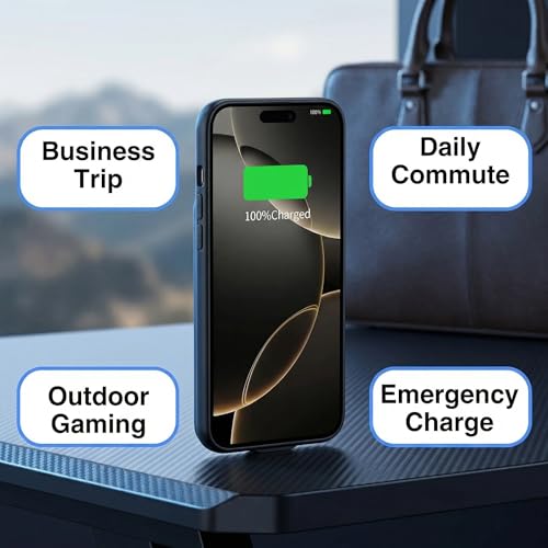 Battery Case for iPhone 16 Pro Max, 10000mAh Rechargeable Charging Case with LED Power Display, Black - size: For iPhone 16PM