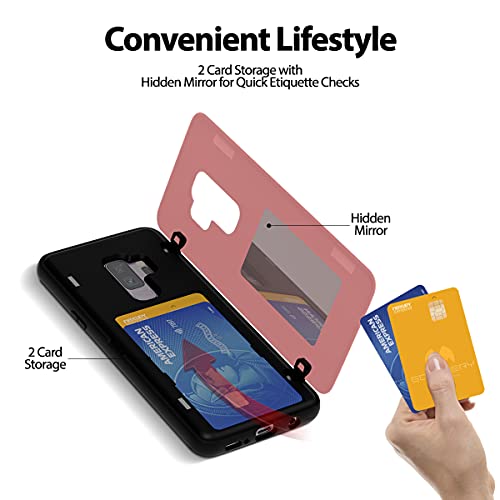 GOOSPERY Magnetic Door Bumper Compatible with Galaxy S9 Plus, Card Holder Wallet Case Easy Magnet Auto Closing Protective Dual Layer Sturdy Phone Back Cover - Pink - color: Pink, size: Galaxy S9 Plus