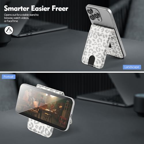 Shieldtop Compatible with MagSafe iPhone 14 Pro Wallet Case,Leopard-White | 2 in 1 Detachable Magnetic,Credit Card Holder Slots,RFID Blocking,PU Leather,Kickstand,Flip Folio Phone Cover for Men & Women - color: Leopard-White, size: iPhone 14 Pro 6.1"