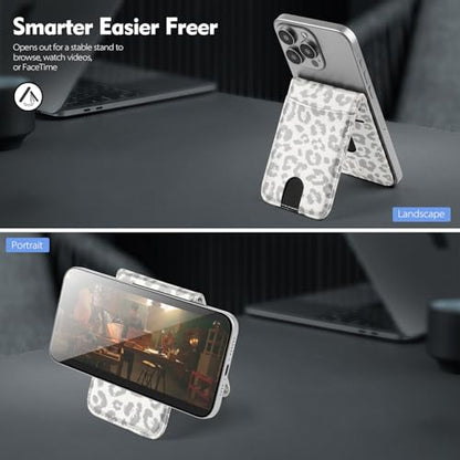 Shieldtop Compatible with MagSafe iPhone 14 Pro Wallet Case,Leopard-White | 2 in 1 Detachable Magnetic,Credit Card Holder Slots,RFID Blocking,PU Leather,Kickstand,Flip Folio Phone Cover for Men & Women - color: Leopard-White, size: iPhone 14 Pro 6.1"