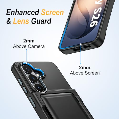 Vofolen for Samsung Galaxy S26 Case Wallet with Card Holder RFID Blocking | 2 Card Slots Heavy Duty Shockproof Drop Protective Flip Slim Pocket Cover for Samsung S26 Case for Men Women-Black - size: For Samsung Galaxy S26