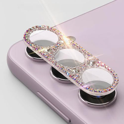 Bling Diamond Camera Lens Protector Compatible with Samsung Galaxy S22 ＆ Galaxy S22 Plus, Metal Glitter Gem Camera Cover，9H Tempered Glass lens full Screen Protector with 3D Rhinestone - size: Samsung Galaxy S22 ＆ Galaxy S22 Plus