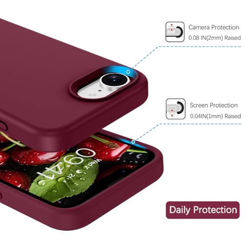 GUAGUA Compatible with iPhone 17e Case 6.1 Inch Liquid Silicone Soft Gel Rubber Slim Thin Microfiber Lining Cushion Texture Cover Shockproof Protective Phone Case for iPhone 17e, Wine Red - color: Wine Red, size: iPhone 16e/iPhone 17e