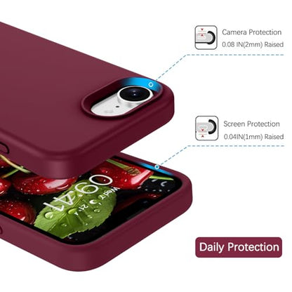 GUAGUA Compatible with iPhone 17e Case 6.1 Inch Liquid Silicone Soft Gel Rubber Slim Thin Microfiber Lining Cushion Texture Cover Shockproof Protective Phone Case for iPhone 17e, Wine Red - color: Wine Red, size: iPhone 16e/iPhone 17e
