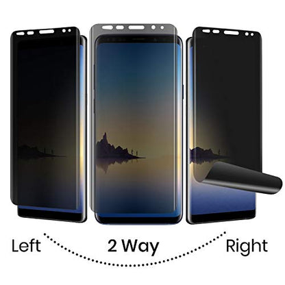 Galaxy Note 8 Privacy Screen Protector, Self Healing Full Adhesive Coverage Flexible Film [2-Pack], Case Friendly Easy Install 3D Curve Edge Fit Soft Film for Samsung Galaxy Note 8, Black - size: 6.3 Inchs Galaxy Note 8